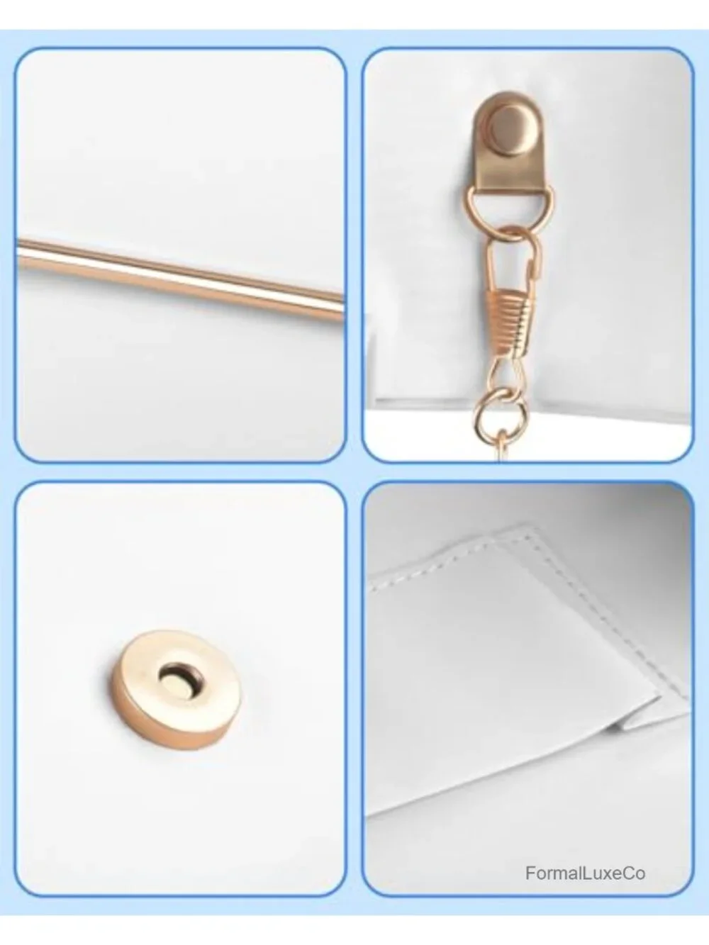 PU Leather Envelope Clutch Evening Bag with Removable Chain Shoulder Strap